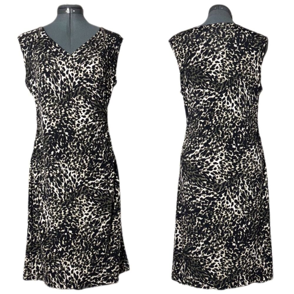 Alfani Isola Ricca Sleeveless Dress Cheetah Swirl Print black,gray,white Medium